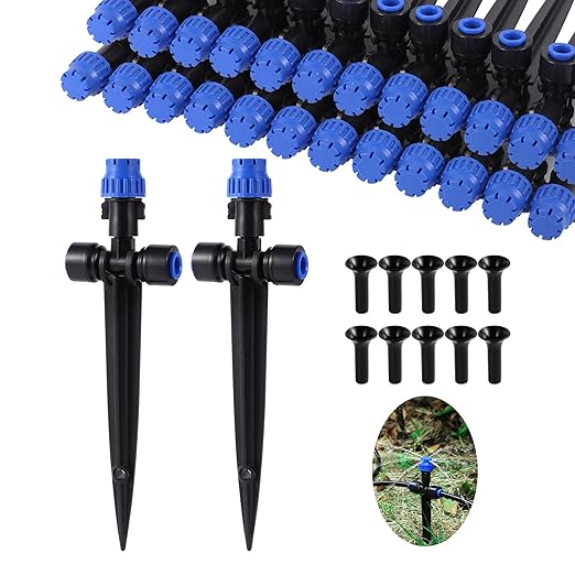 Drip Irrigation Emitters,with Adjustable 360 Degree Water Flow Drippers Sprayer Push-to-Fit for 1/4 inch Tubing, Garden Drippers Sprayer for House Garden Watering System (36pcs- Drip)
