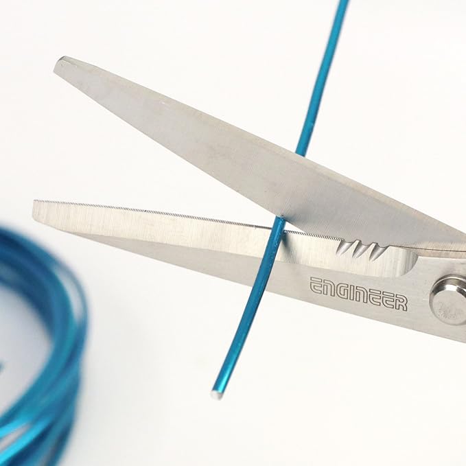 Engineer Best Versatile High Performance Combination Scissors W/Micro-Serrations Holds the Object without slippage such as Kevlar, Aramid Fiber, Plastic Plate, Etc. (Yellow)