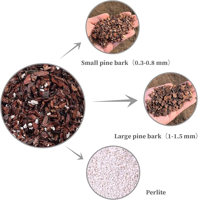 Orchid Potting Mix Orchid Bark, Mix Pine Bark and Perlite, Good Drainage and Water Retention (10 Quart)