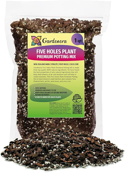 Premium Five Holes Monstera Potting Mix - Hand-Crafted for Optimal Nutrient Absorption - 1 Quart