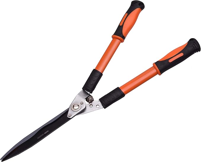 Edward Tools Heavy Duty Hedge Clippers - 25” Manual Garden Hedge Shears with Wavy Carbon Steel Blade for Trimming Shrubs, Boxwoods, Weeds, Bushes - Ergo Rubber Grip Handle