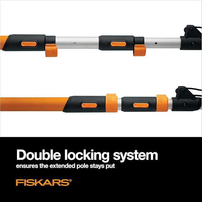Fiskars 7-16 ft. Extendable 2-in-1 Pruner and Pole Saw For Tree Trimming, Tree Trimmer with Chain-Drive for Cutting Branches up to 1.25" Diameter with More Power, Garden Tools