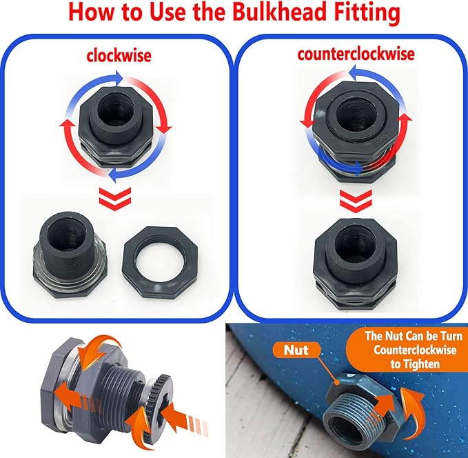 4 PCS Rain Barrel Bulkhead Fitting kit with Plugs and Hole Saw Tool, 1/2" (Inside Diameter is About 20mm) PVC Spigot Connector Kit for Rain Barrels Pools Aquariums (20mm ID Bulkhead 1/2")