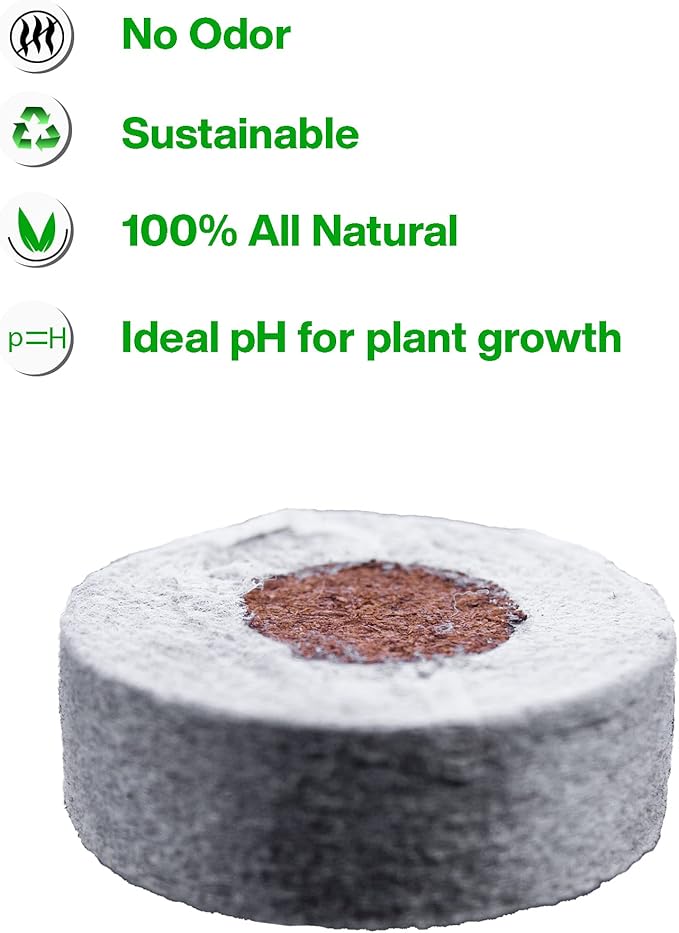 Viagrow Coco Coir Seed Starter Plugs, Sustainable Soil Pods, Expandable Coco Discs 50mm, 50-Pack