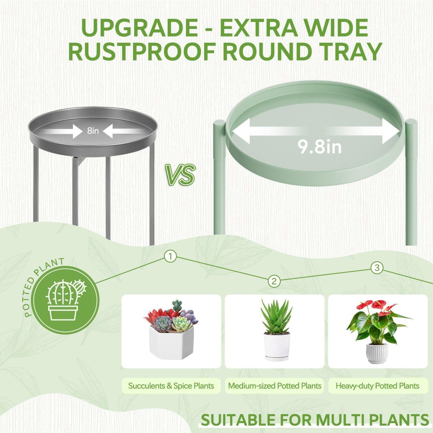 iDavosic.ly 6 Tier Large Plant Stand Indoor, 10 Inch Wide Tall Corner Metal Plant Stands Outdoor for Multiple Plants, Folding Tiered Flower Display Holder Rack Shelf, Light Green