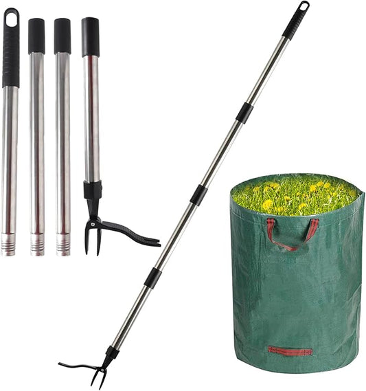 SEFONE Weed Puller Tool, Gardening Stand Up Weeder Tools with Long Handle 58” Manual Weeder Remover for Yard Lawn Patio and Garden Without Bending Pulling or Kneeling