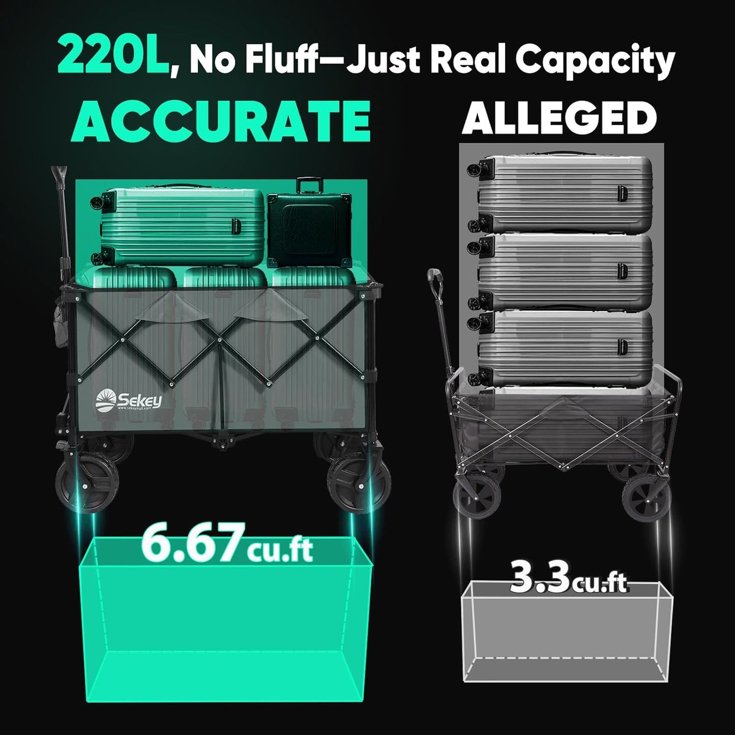 Collapsible Wagon Cart with Big All-Terrain Beach Wheels, Foldable Heavy Duty Wagons with Cup Holders, Utility Carts for Camping, Garden, Outdoor, Grocery, Sports. Grey