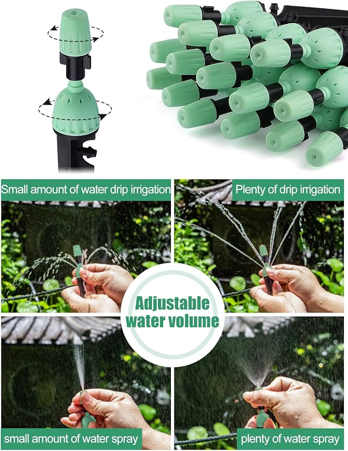 Kalolary 1/4 Inch Drip Irrigation Emitters, 20PCS Micro Spray Irrigation Drippers for 4/7mm Tube Adjustable 360 Degree Water Flow Sprinklers Garden Irrigation Sprayer for Potted Plants Watering System