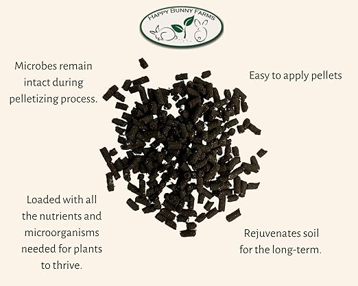 Soil Conditioner and Fertilizer Pellets, Fertile Ground. 3-3-3 NPK. Rabbit Manure with Worm Castings and Chicken Manure. 3.5lb Bag.