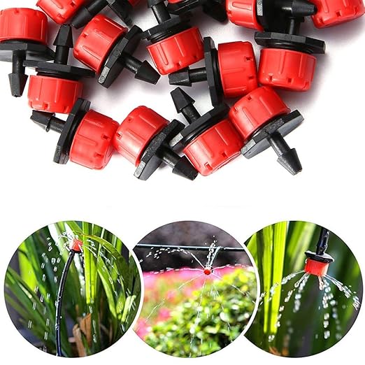 MSDADA Garden 50Ft Automatic Irrigation System, 1/4" Blank Distribution Plant Watering Irrigation Kit Accessories Include Atomizing Nozzle Mister Dripper for Garden, Greenhouse, Flower Bed