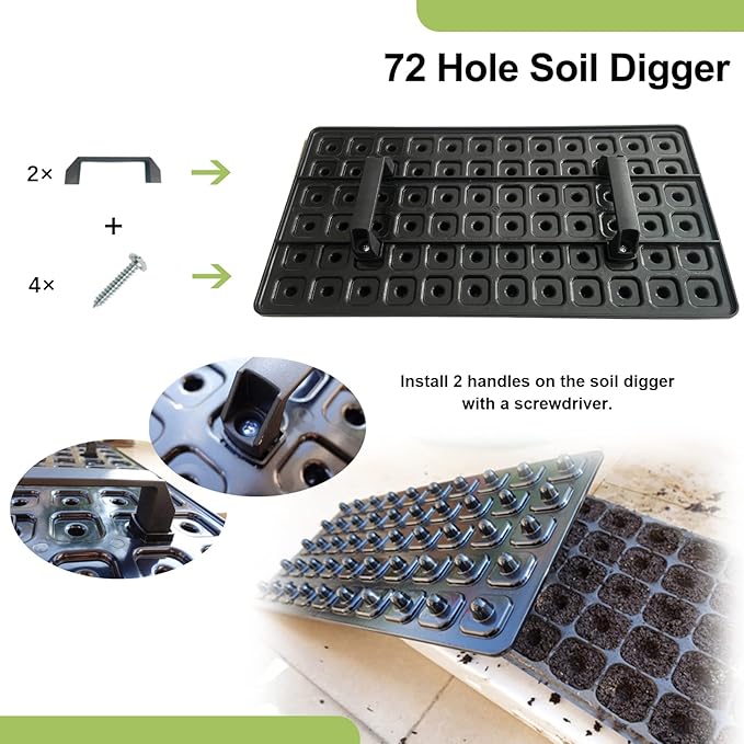 72-Hole Seed Tray Dibber – Plastic Soil Digger and Seed Spacer for Planting Seeds and Bulbs, Seedling Tray Soil Garden Tool, Gift for Gardener.