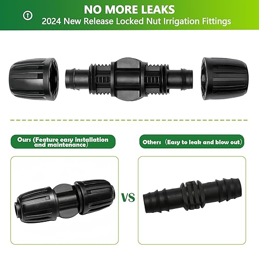 13 Pcs Drip Irrigation Fittings Coupling 1/2 Inch, In-Line Barbed Coupler Connector For 1/2 Inch Drip Tubing (0.60"-0.65" OD) Drip Line Parts