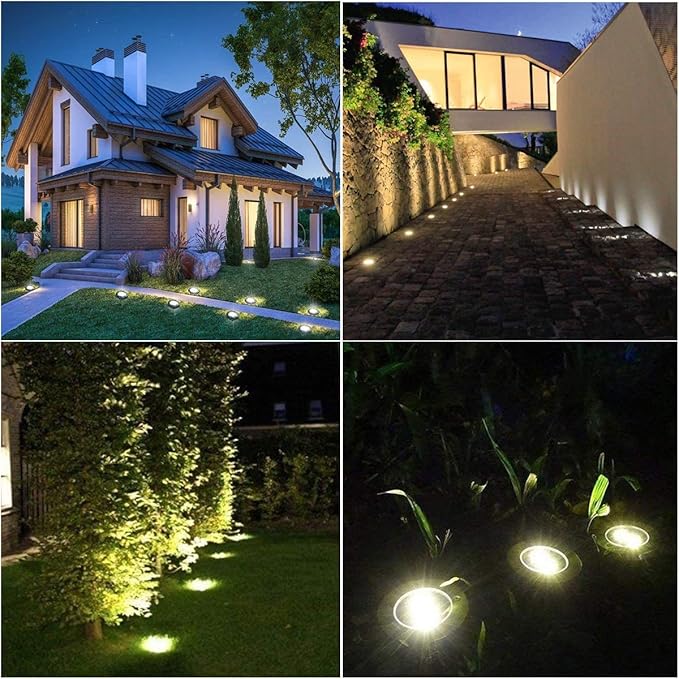 Solar Ground Lights, Waterproof Solar Garden Lights, Upgraded Outdoor Garden Waterproof Bright in-Ground Lights, Landscape Lights for Pathway,Yard,Deck,Lawn,Patio,Walkway (8 Pack Warm Light)…