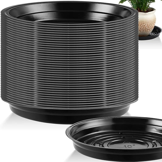 20 Pack 10 Inch Plant Saucer, Black Plant Saucers for Indoors Outdoor, Large Plastic Plant Saucer for Plant Pots Plant Water Catcher Tray, Flower Pot Saucers Bulk Plant Drip Trays for Potted Plants