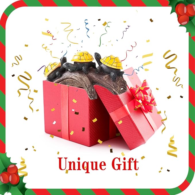 pearlstar Solar Outdoor Statues Turtle on Log Yard Decor Waterproof Figurine Light Garden Decorations Lawn Ornaments for Patio Backyard Gift for Mom Woman Grandma Lovers