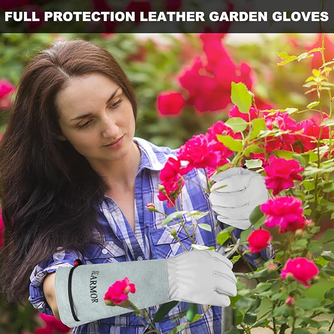 Long-Gardening-Gloves Women/Men-Thorn proof Rose Pruning Heavy Duty Gauntlet-XS
