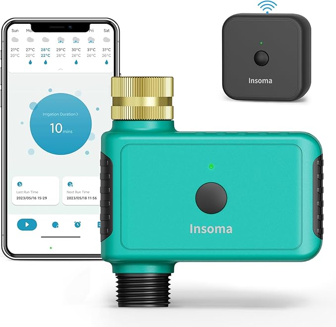 Smart Water Timer with WiFi Hub for Outdoor Watering, Automate Irrigation System Controller for Lawn, Garden, & Yard Care Green-Brass Inlet & Plastics Outlet (1-Outlet)