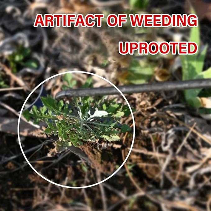 Amposei Weeding Artifact Uprooting Weeding Tool, Multifunctional Weeder, Hand Weeder Tool, Stand Up Weed Puller Tool with Handle for Garden Yard Farm Weed Removal (11in, Stainless Steel)