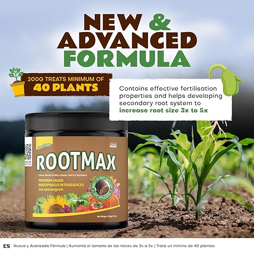 RootMax - Mycorrhizal Fungi | Rooting Powder for All Plants, Trees, Flowers & Edibles | Direct to Root Inoculant | Treats 15 Plants (200 g/7.05 oz)