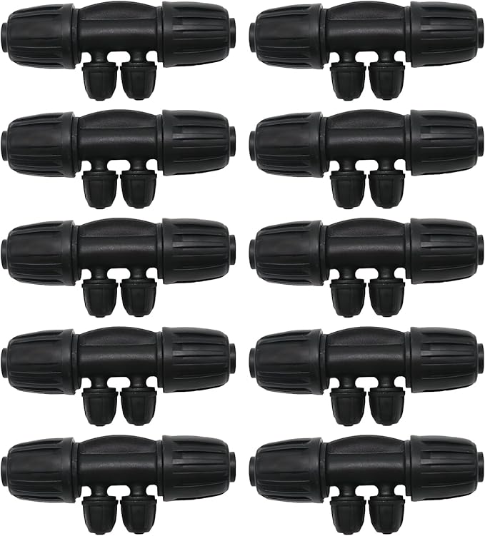Barbed Tee 4 Way 16 Double Latch Reducing Cross for (1/2 inch ID x 0.60 inch-0.63 inch OD) 16 mm Drip Tubing 1/2 inch to 1/4 inch Pipeline Irrigation Fittings (10PCS-4Way)