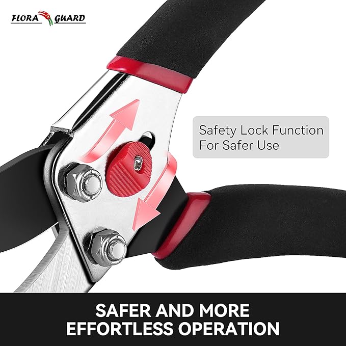 Flora Guard Garden Shears 8.5" Bypass Pruning Shears, Professional Ultra Sharp Sk5 Steel Garden Clippers, Heavy Duty Plant Cutting Scissors Garden Tools Supplies, Hedge Branch Trimmer, Super Durable