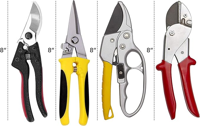 KOTTO Upgrade 4 Packs Pruner Shears Garden Cutter Clippers, Stainless Steel Sharp Pruner Secateurs, Professional Bypass Pruning Hand Tools Scissors Kit with Storage Bag