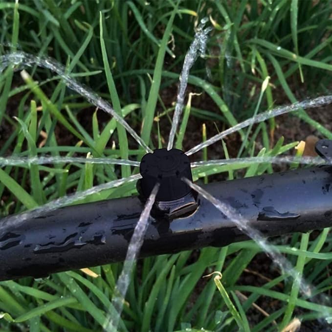 Axe Sickle 100 Pcs Adjustable Irrigation Drippers Sprinklers 1/4 Inch Emitter Dripper Micro Drip Irrigation Sprinklers for Watering System, Black.