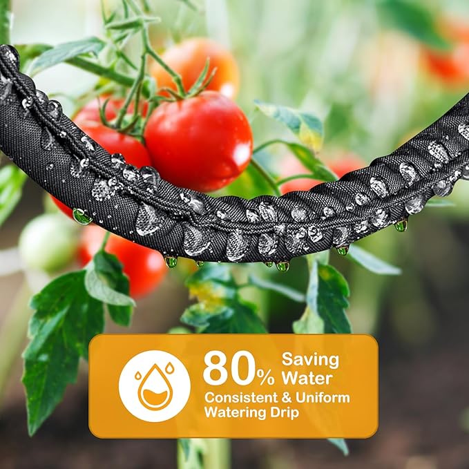 Flat Soaker Hose 50FT*3 Heavy Duty Double Layer Design Save 80% Water for Garden Lawn and Flower Bed Drip Irrigation (150FT)