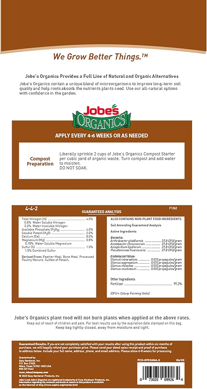 Jobe's Organics Fast Acting Granular Fertilizer Compost Starter, Easy Plant Care Compost Accelerator, 4 lbs Bag