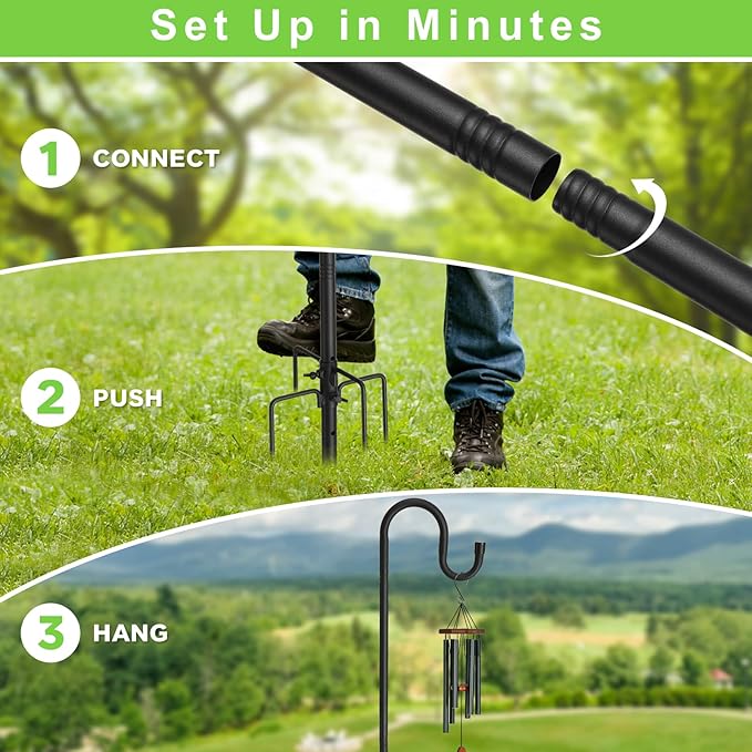 Shepherds Hooks, 62" Bird Feeder Pole for Outdoor, 4/5” Thick Hummingbird Feeders Stand Heavy Duty, Hanging Plant Hanger Stake with 5-Prong Base, Metal Shepard Stick