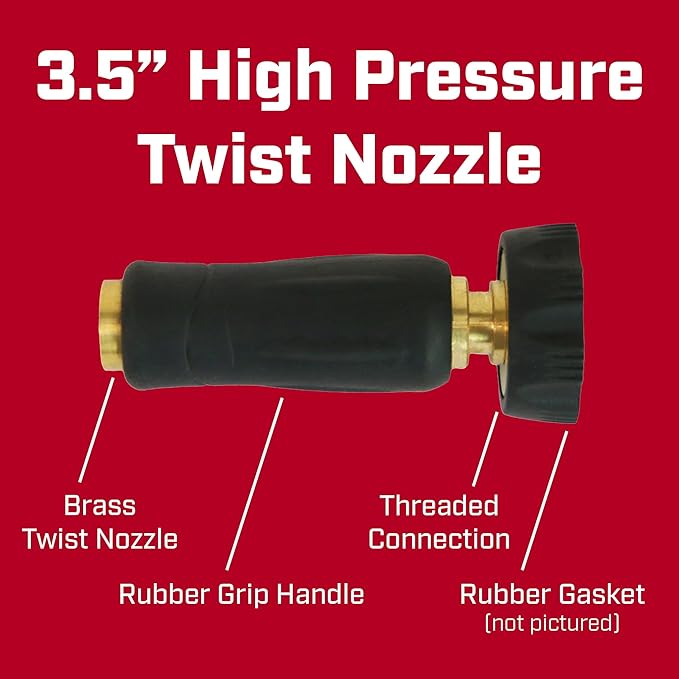 Chapin 6-9476: High Pressure 3.5-inch Brass Twist Hose Nozzle, Heavy-Duty Adjustable Garden Hose Nozzle, Gardening, Watering and Irrigation, Outdoor Cleaning, Set of 2