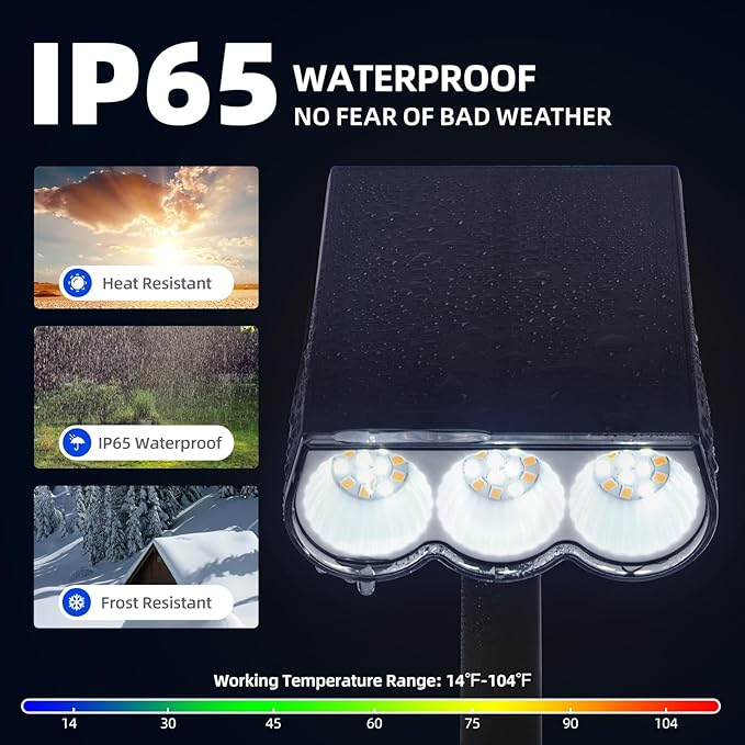 Barrina 36 LEDs Landscape Solar Spotlights, Solar Powered Dusk-to-Dawn Outdoor Garden Lights, 6500K & 2700K, 360° Horizontal Adjustable Spotlights for Garden Yard Patio Driveway Porch, 4 Packs