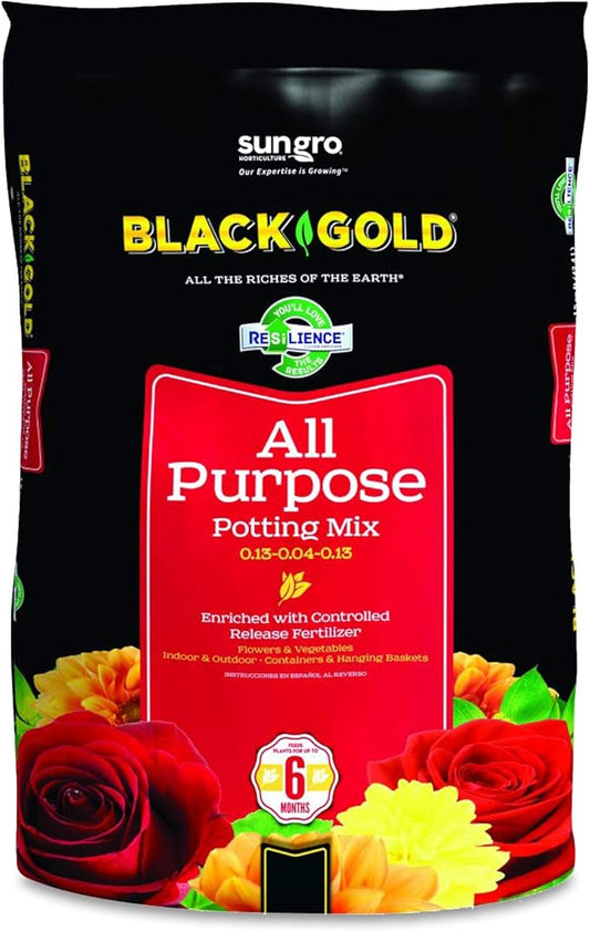 Sun Gro Horticulture 8-Quart Black Gold 1310102 Purpose Potting Soil With Control, Brown/A