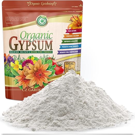 Organic Gypsum Powder 10LB - Made in USA - Calcium Sulfate Dihydrate - Garden Soil Amendment Fertilizer for Lawns, Plants, Mushroom Cultivation. Calcium & Sulfur. Cures Blossom End Rot. OMRI Listed