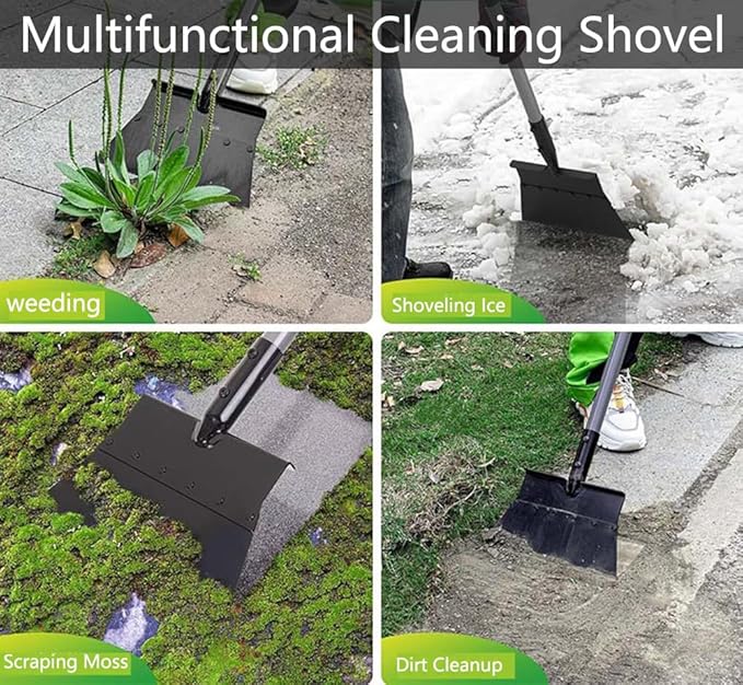 IRISFLY Long Handle Multifunctional Cleaning Shovel,Heavy Duty Garden Tool Steel Flat Shovel for Landscaping, Garden Scraper Shovel Farm Weeding Tool, Outdoor Garden Camping Weeding