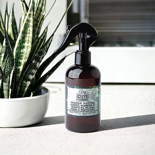 Cute Farms Indoor Potted Exotic Flower & Tropical Plant Fertilizer | Gentle Weekly Use Formula Plant Food (Three - 8 oz. Spray Bottles)
