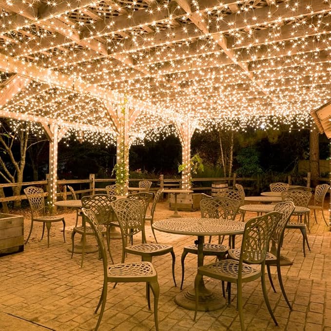 Solar String Lights Outdoor,200FT 600 LEDs Solar Fairy Lights,Waterproof Solar Light for Outside 8 Modes Button Controlled for Patio Gardens Backyard Tree Wedding Christmas,Warm White