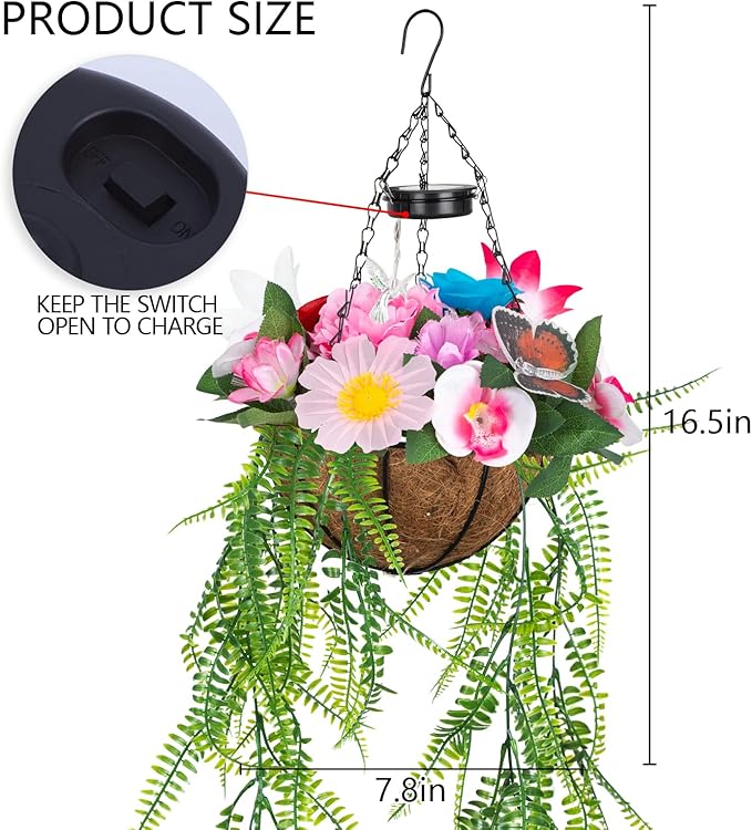 Solar Garden Lights, Outdoor Solar Lights for Yard-Solar Lights Outdoor Waterproof(Include 18 Flower Lamps & 1 Hummingbird & 1 Butterfly) (Style 1)