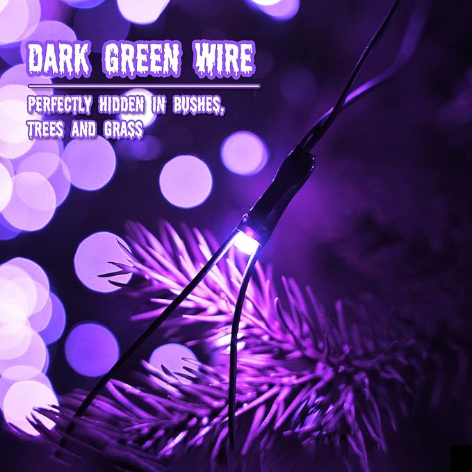 Purple Christmas Net Lights Outdoor - 360 LED Net Lights Waterproof with Remote, 12x5 ft Extendable 8 Modes Christmas Net Lights with Green Wire for Bushes Lawn Garden Shrubs Tree Backyard Decorations