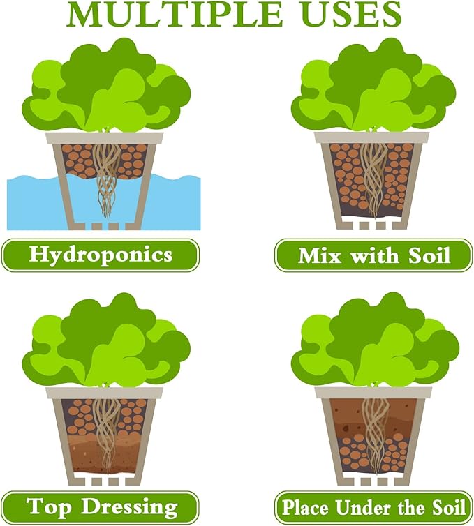 Halatool 18LB Hydroton Clay Pebbles for Plants 4mm-16mm Lightweight Hydro Leca Balls for Potted Plants Hydroponics Gardening Orchids Drainage Decoration Aquaponics Aquariums