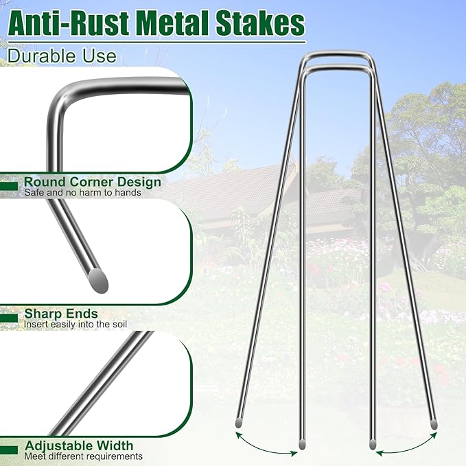 12 Inch 11 Gauge Galvanized Landscape Staples Stakes for Decoration, 25/100/200pcs Garden Metal Stakes for Weed Barrier Fabric, Fence Stakes, Tent Stakes(12in,25pcs)