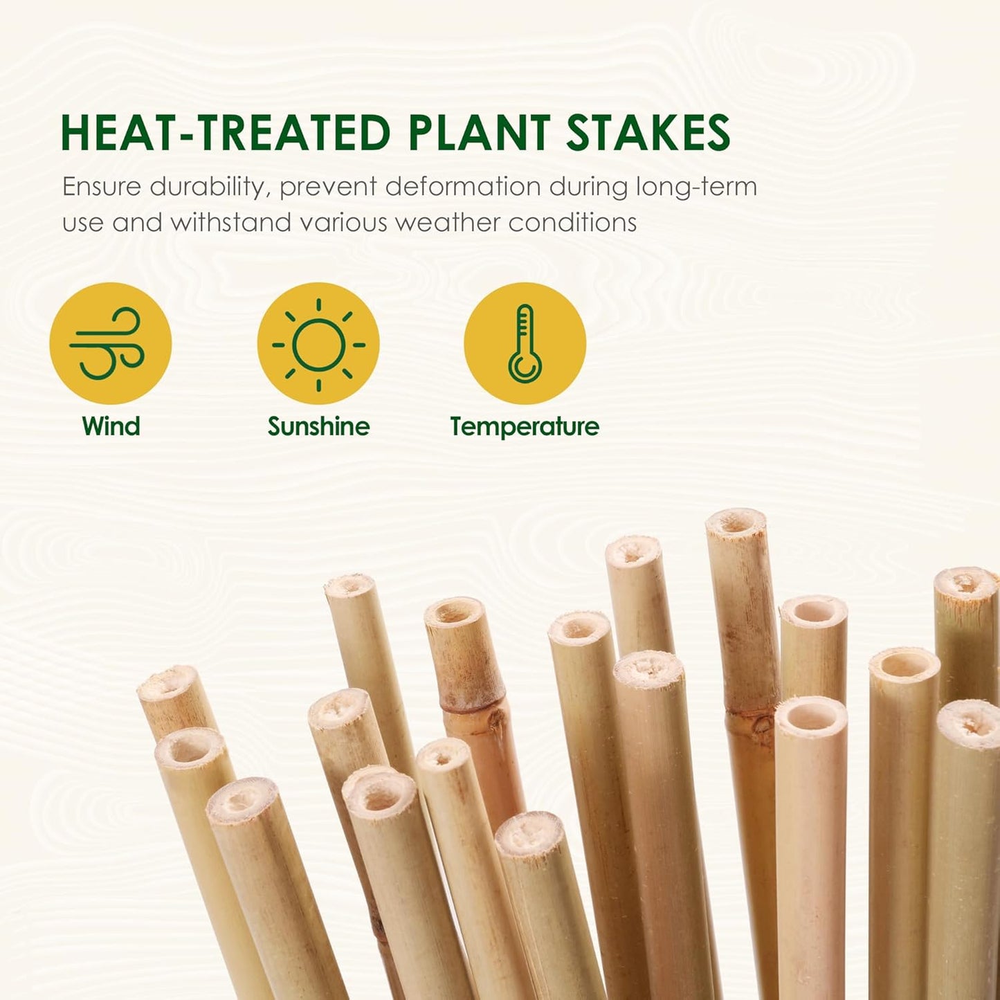 Bamboo Stakes, 50 Pack Bamboo Stakes 4ft, Natural Garden Stakes for Tomatoes and Climbing Plant Support, Sturdy Bamboo Sticks for Plants
