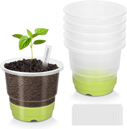Clear Nursery Pots for Plants,30 Packs Seed Starting Pots 4 inch Plastic Plant Pot Seedling Pots with Drainage Holes Plant Nursery Pots Seed Starting Pot Silicone Base