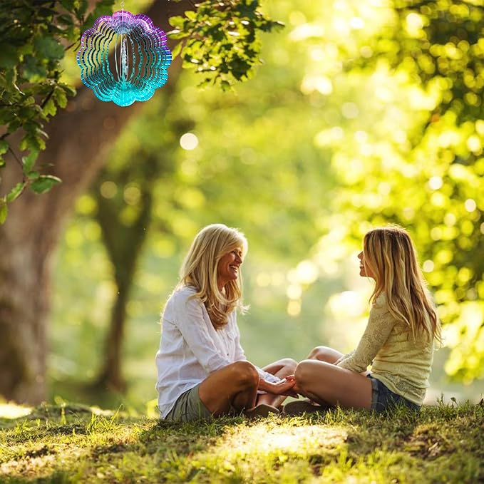 Decoroca Hanging Wind Spinner - Tree of Life 12in Wind Spinner Outdoor, Stainless Steel Wind Spinners Yard Garden Decor Indoor, Kinetic 3D Metal Crafts Ornaments Decoration