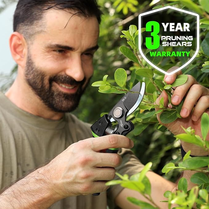 Pruning Shears for Gardening - DECERK 8.5" Professional Bypass Garden Scissors & Clippers, Super Sharp SK5 Blade, Ergonomic Handle Heavy Duty Hand Held Pruners, Gardening Gift for Women Men, 2025 Tool