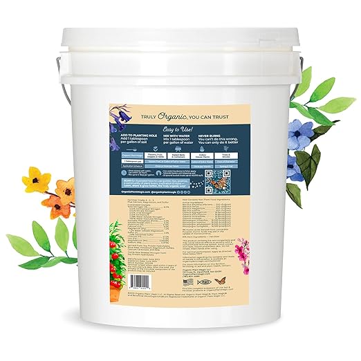 Organic Plant Magic - Truly Organic™ Fast-Acting Soluble Plant Food: All-Purpose Fertilizer Concentrate for All Flower Vegetable Herb Fruit Tree Shrub Container Garden & House Plants [20 lb Bucket]