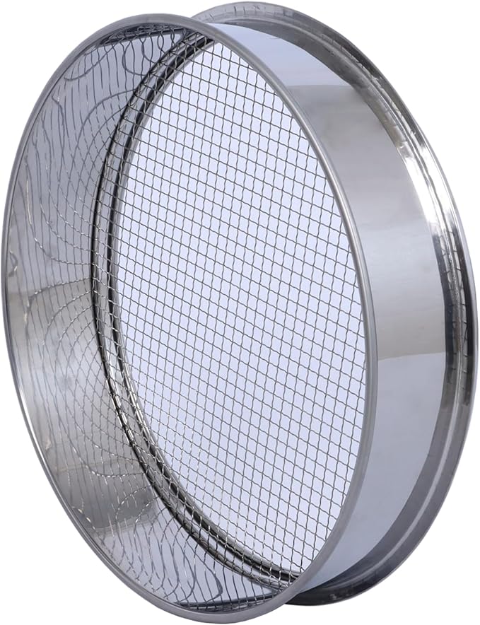 Soil Sifter for Garen -10 inches Soil Sieves for Rocks Compost-Stainless Steel Mesh Sifting Pan (1/8 inch mesh)