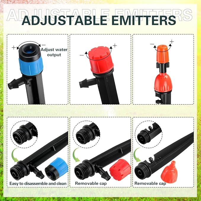 40 Pcs Garden Drip Irrigation Kit for 1/4" Drip Irrigation Tubing 360 Degree Adjustable Drip Irrigation Emitters Agricultural Drip Emitters Drip Irrigation Parts for (4-7mm) Watering Fit