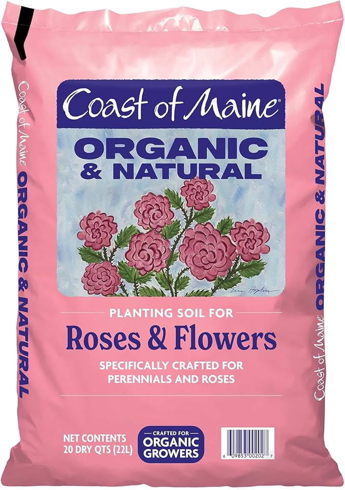 Coast of Maine Roses and Flowers, 20qt (Pack of 6) Organic and Natural Planting Soil for Roses, Annual and Perennial Flowers