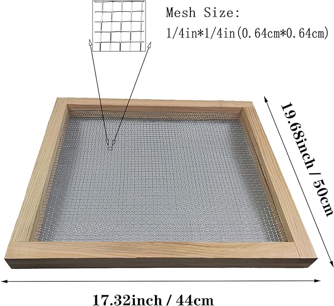Soil Sifter for Garden, Multi-Purpose Wood Compost Dirt Sifter Soil Screen Dirt Cedar Garden Rock Sifter for Compost Sifting Soil, Dirt, Peat Moss and Potting Soil